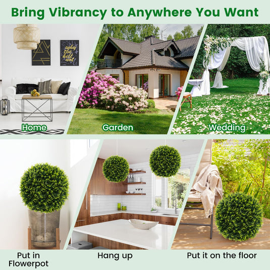 Goplus 2 PCS 22 Inch Artificial Cedar Topiary Ball, Round Faux Cypress Balls Outdoor, Fake Plant Sphere