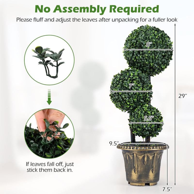 Load image into Gallery viewer, Goplus 2.5 FT Artificial Boxwood Topiary Tree Evergreen Faux Potted Plants (1/2 Pack)
