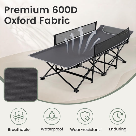 Goplus Foldable Kids Cot | Portable Travel Toddler Cot Bed with Guardrail for Outdoor Indoor