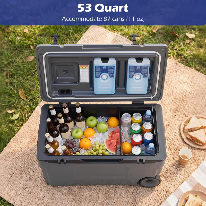 Load image into Gallery viewer, Goplus 53/74 QT Insulated Hard Cooler Portable Rolling Cooler w/Wheels

