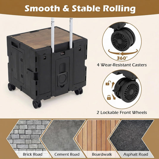 Goplus Foldable Utility Cart on 4 Rotate Wheels