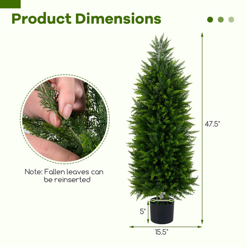 Load image into Gallery viewer, Goplus 4 FT Artificial Faux Cedar Cypress Plants in Cement-Filled Pots Set of 2
