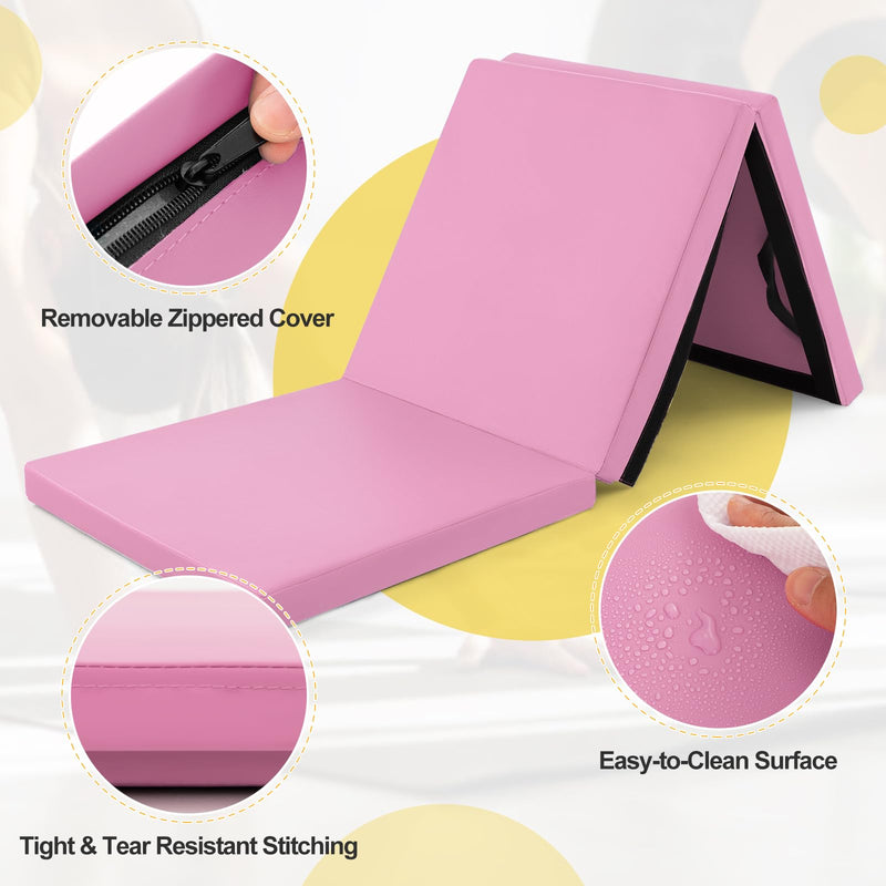 Load image into Gallery viewer, Goplus Folding Gymnastics Mat, 6¡¯ x 2¡¯ x 2¡¯¡¯ Thick Tri-Fold Exercise Tumbling Mat w/Carrying Handles
