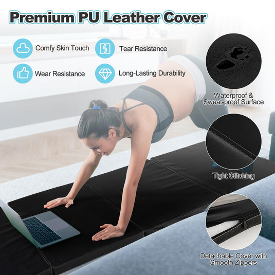 Folding Tumbling Mat with Carry Handles, Hook & Loop Fasteners - Goplus