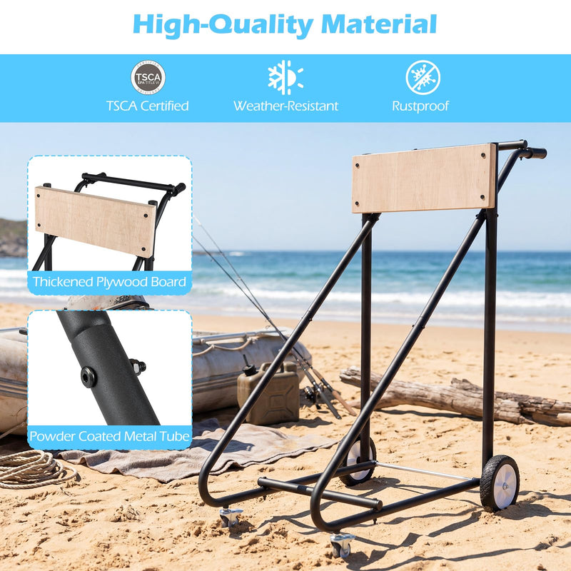 Load image into Gallery viewer, Goplus 330 LBS Boat Motor Stand w/ 4 Rubber Casters for Motor Transportation Repair Maintenance
