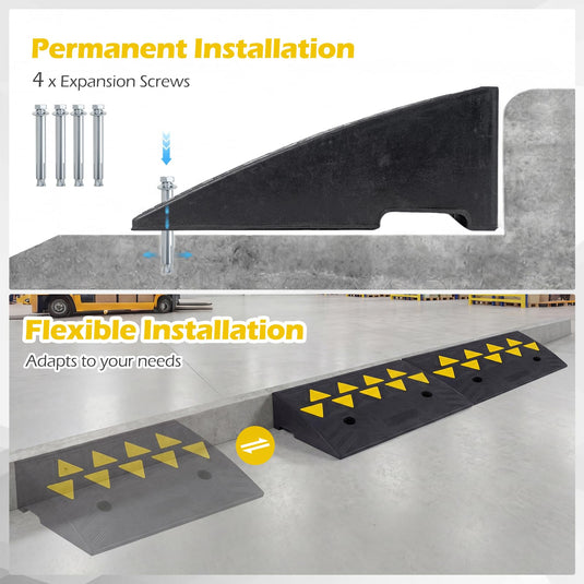Goplus Heavy-Duty Rubber Curb Ramp 2 Pcs Driveway Threshold Ramps(5"/6.3" Rise)