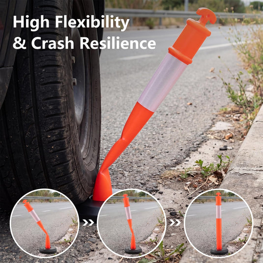 Goplus 3/6/9 Pack Traffic Delineator Posts with Fillable Base
