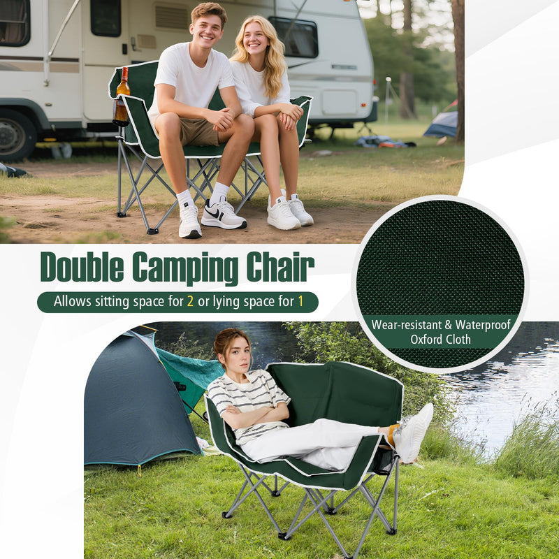 Load image into Gallery viewer, Goplus Folding 2-Person Couch w/2 Cup Holders Dual Back Pockets
