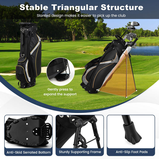 Goplus Golf Stand Bag, Golf Club Bag 8 Way Top Dividers