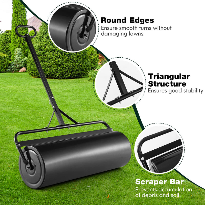 Load image into Gallery viewer, Goplus Lawn Roller, Push/Tow-Behind Lawn Roller, 17 Gallon/63L Water/Sand-Filled Sod Roller with Detachable Gripping Handle
