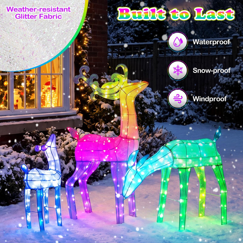 Load image into Gallery viewer, Goplus 3-Piece Christmas Deer Family Set with RGB Lights &amp; APP Control
