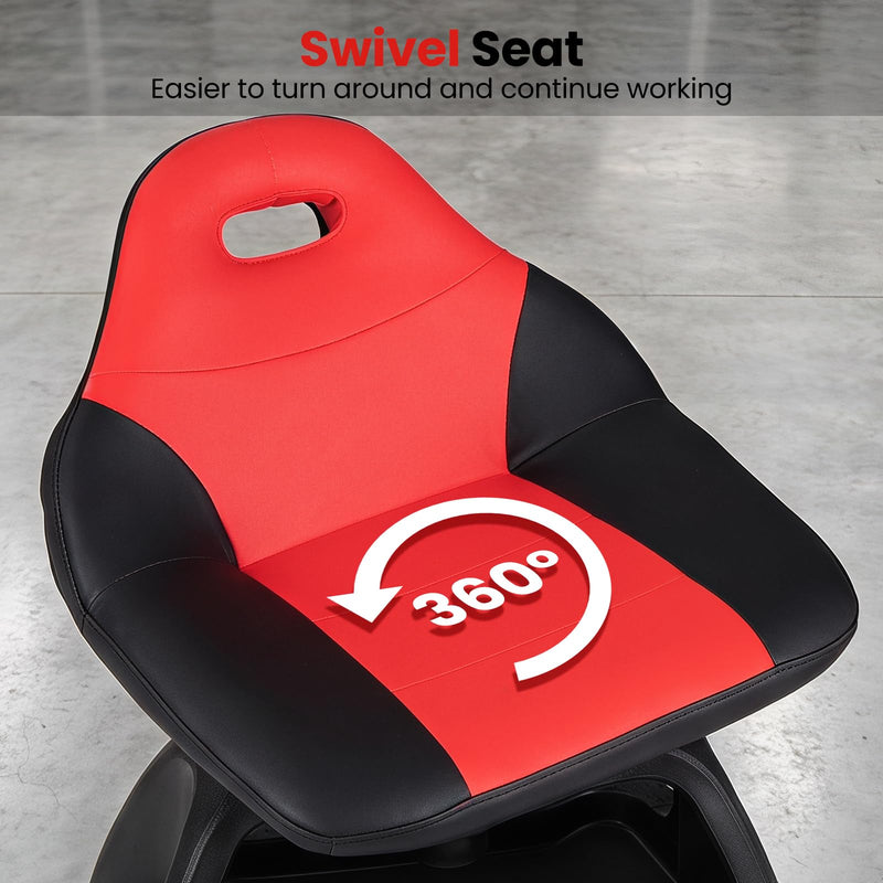 Load image into Gallery viewer, Goplus Rolling Shop Stool | 330 LBS Capacity Garage Mechanic Stool Seat
