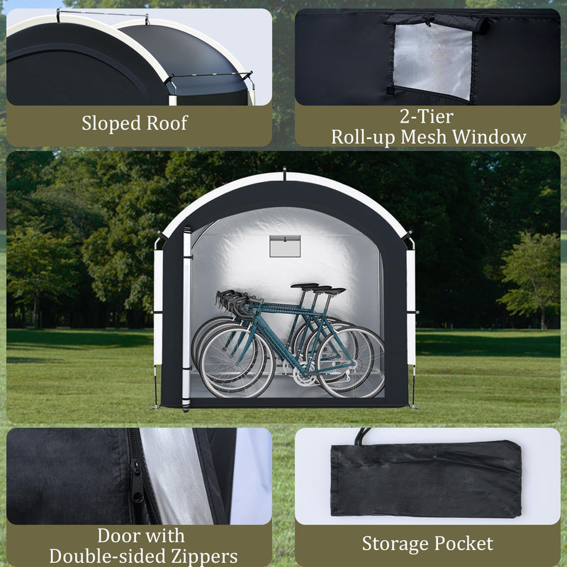 Load image into Gallery viewer, Goplus 7.2 x 4.9 FT Outdoor Bike Storage Sheds w/210D Oxford Fabric PU4000 Waterproof Cover
