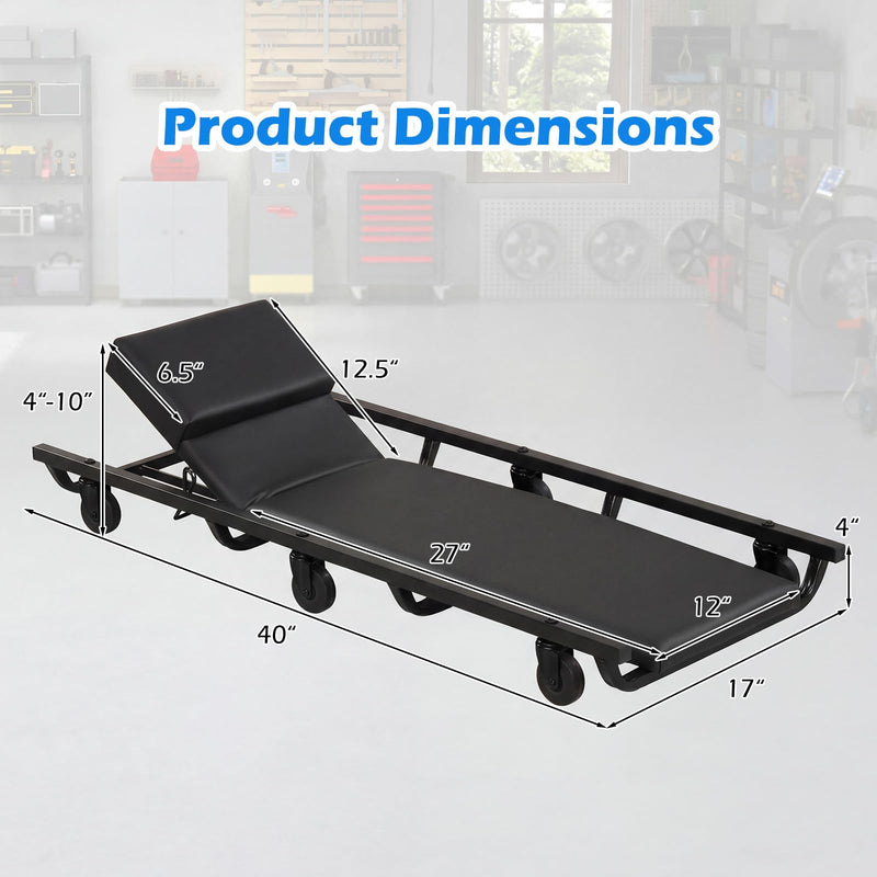 Load image into Gallery viewer, Goplus 40 Inch Padded Rolling Creeper with Adjustable Backrest &amp; Headrest

