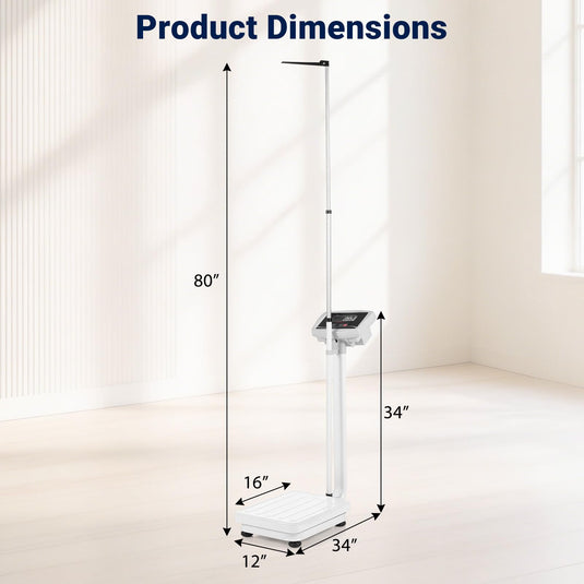 Goplus Height and Weight Scale with Height Rod | Digital Physician Scale with 400 lbs/180 kg Capacity