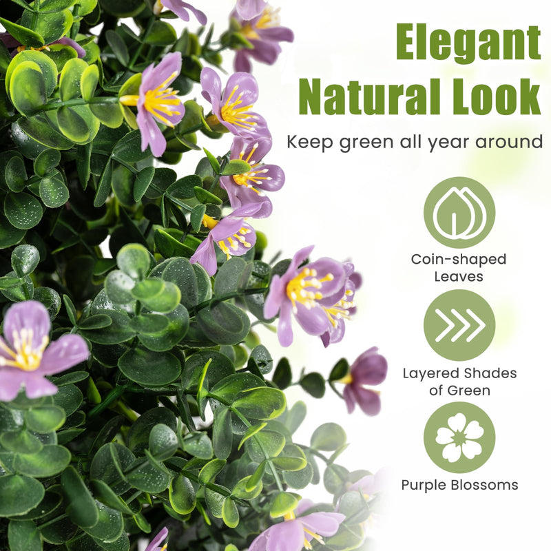 Load image into Gallery viewer, Goplus Set of 2 Artificial Topiary Trees | 3 FT Fake Bushes w/ Round Leaves and Blossoms
