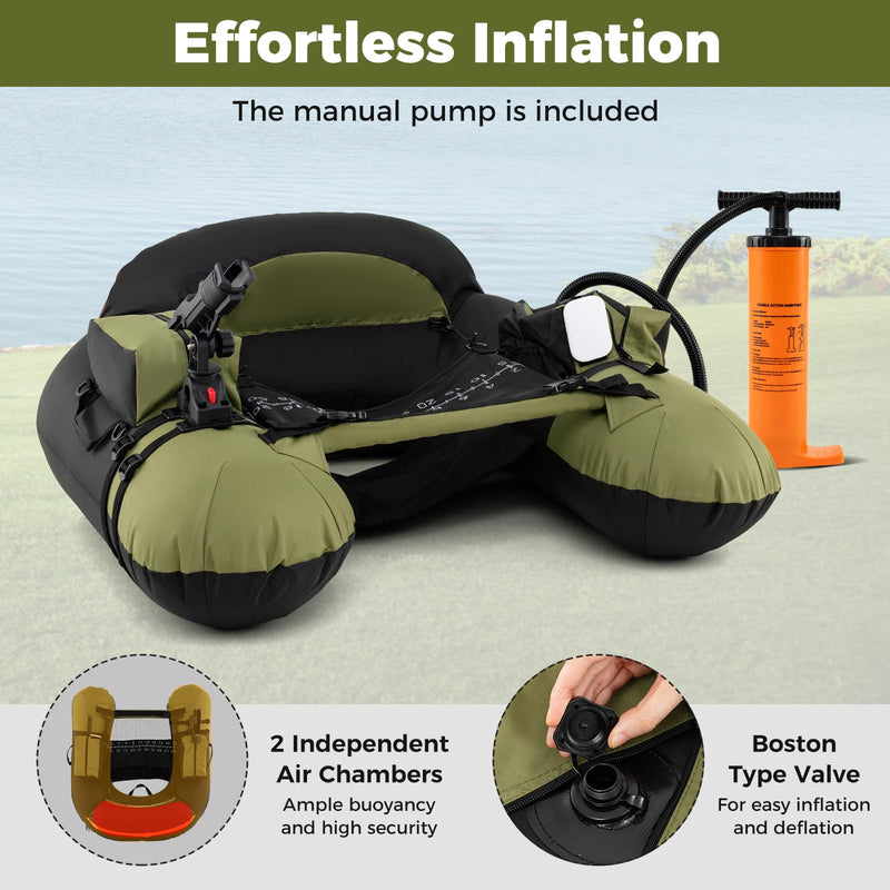 Load image into Gallery viewer, Goplus Inflatable Float Tube for Angling (Thickened Type with Rod Holder)
