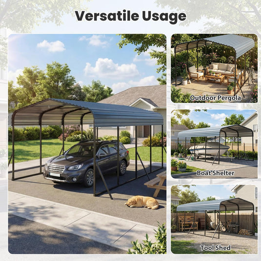 Goplus 12 x 20 FT Heavy-Duty Carport Outdoor Galvanized Steel Garage Car Shelter