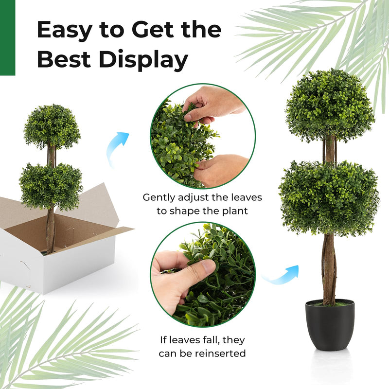 Load image into Gallery viewer, Goplus 40&quot; Artificial Boxwood Topiary Ball Tree
