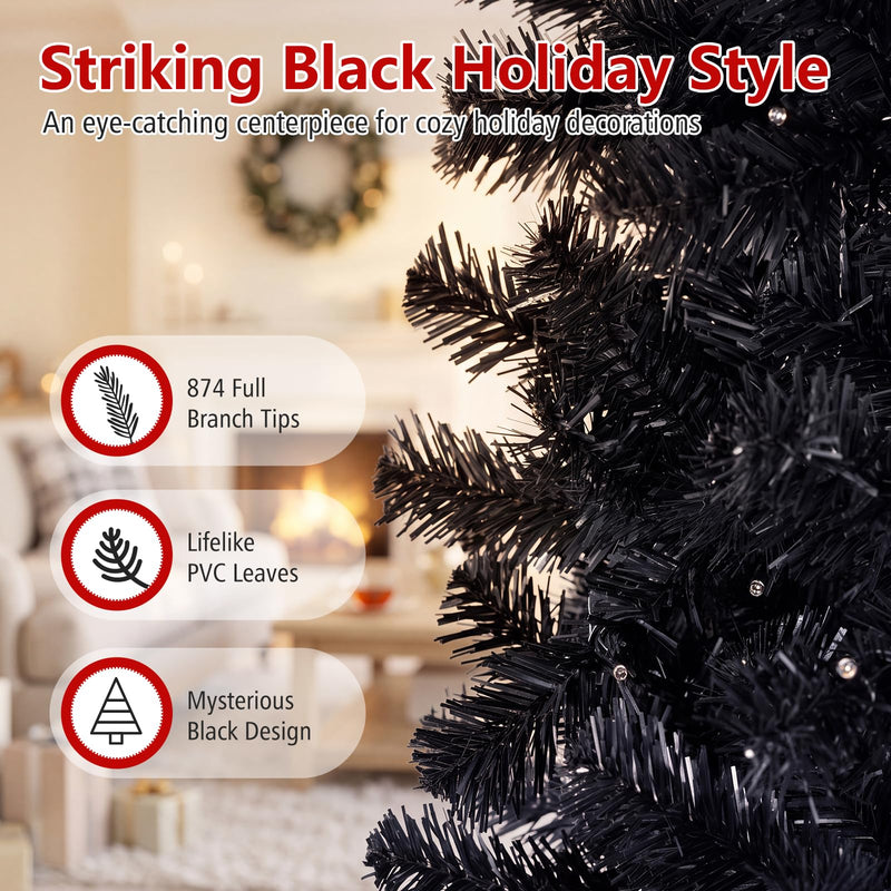 Load image into Gallery viewer, Goplus 7FT/8FT Pencil Christmas Tree with 8 Lighting Modes | Slim Artificial Fir Xmas Tree
