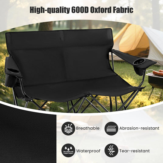 Goplus Double Camping Chair Oversized Heavy Duty Camping Loveseat