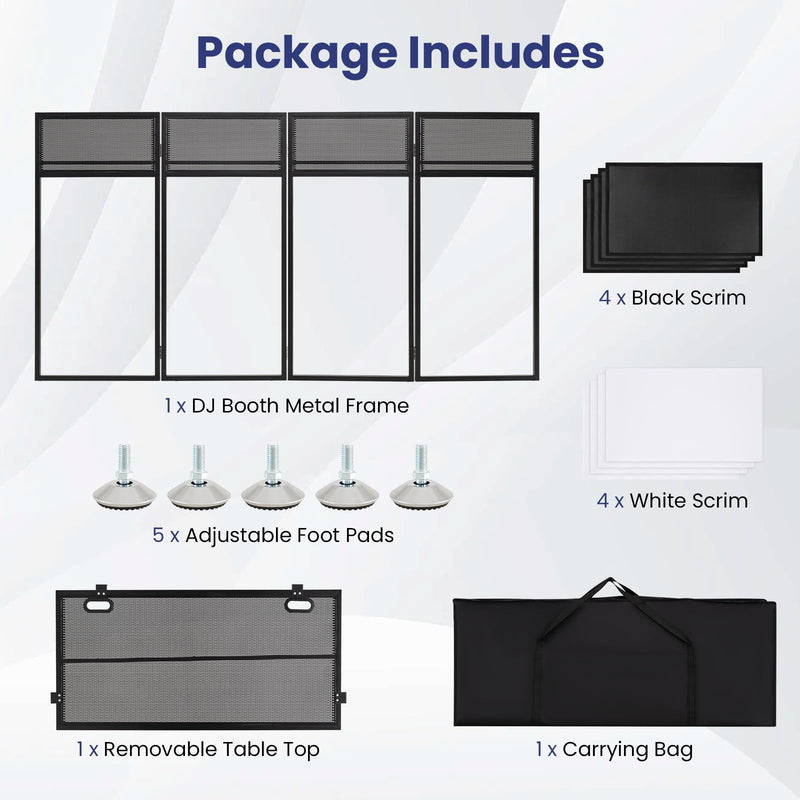 Load image into Gallery viewer, Goplus Portable DJ Booth with Scrims &amp; Carrying Bag | Foldable Mobile DJ Table Stand
