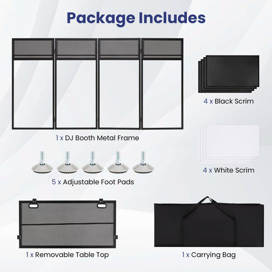 Goplus Portable DJ Booth with Scrims & Carrying Bag | Foldable Mobile DJ Table Stand