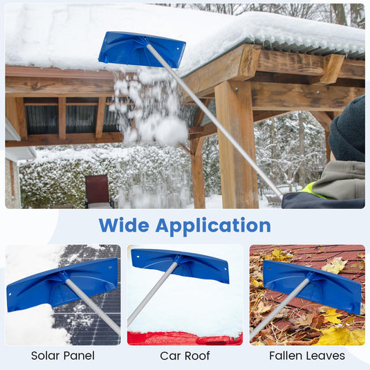 Goplus 3.4-20 FT Extendable Snow Removal Tool with 24" Wide Blade & Wheels