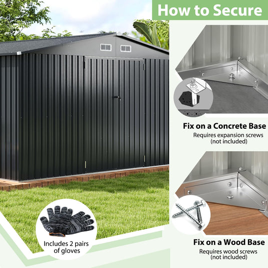 Goplus 12 x 9.8 FT Outdoor Storage Shed, All-Weather & Rustproof Galva ...