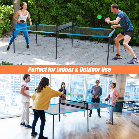 Goplus Portable 2-in-1 Ping Pong Table Game Set W/ 2 Paddles 2 Volleyballs