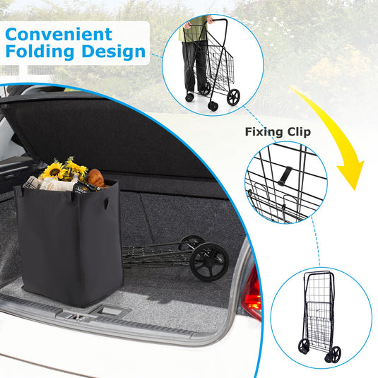 Folding Shopping Cart for Groceries - Goplus