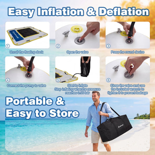 Goplus Inflatable Floating Dock 8FT x 8FT x 6 Inch Thick Swim Dock Platform