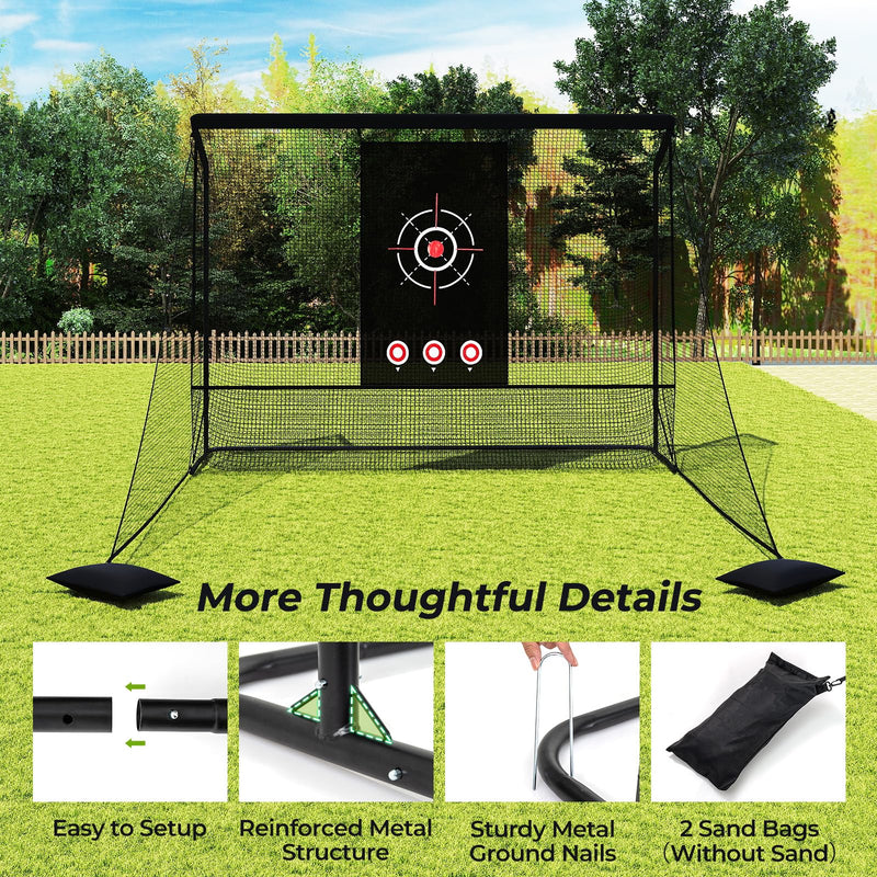Load image into Gallery viewer, Goplus Golf Cage Practice Hitting Net Golfer Training Net w/Dual Side Barriers
