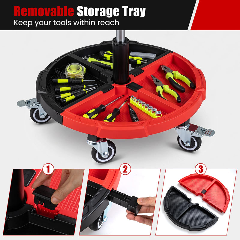 Load image into Gallery viewer, Goplus 360° Rolling Mechanic Stool with One Tier Tool Storage Tray ( 330LBS Capacity )
