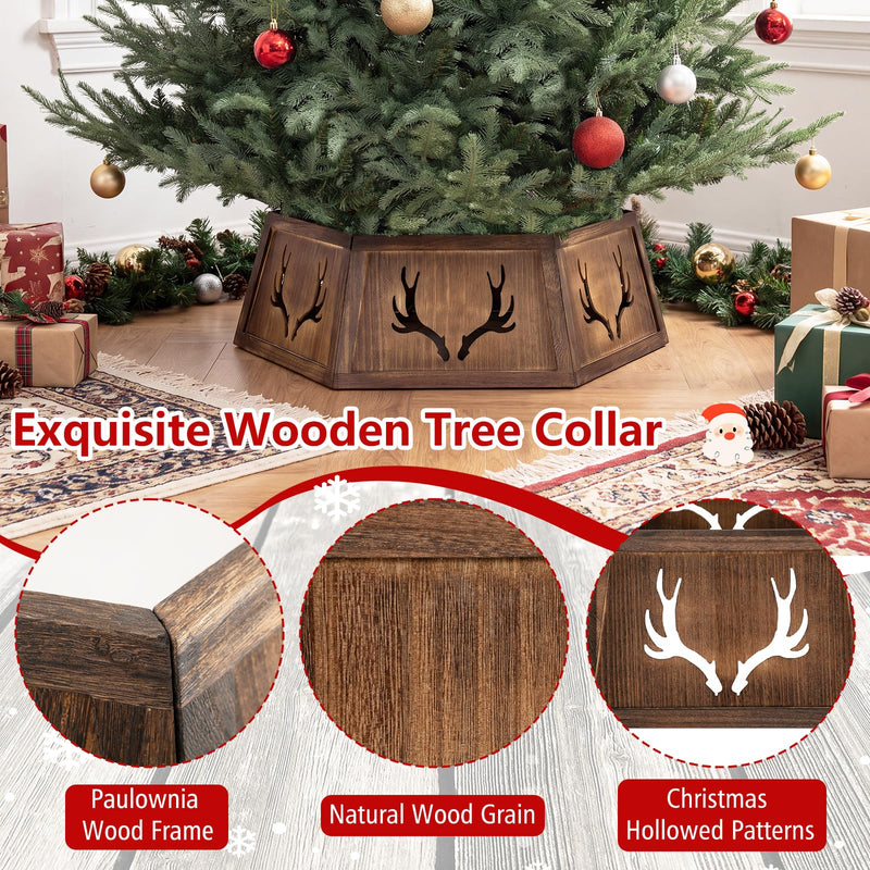 Load image into Gallery viewer, Goplus 31.5" Wood Christmas Tree Collar |  Fits up to 6 ft-9 ft Christmas Tree
