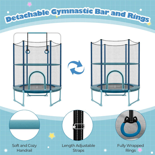 Goplus 60'' Trampoline for Kids, 3-in-1 Toddler Trampoline