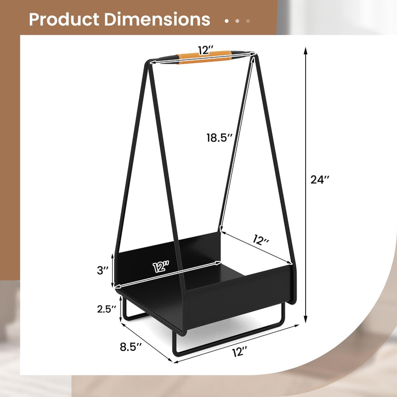 Load image into Gallery viewer, Goplus Heavy-duty Metal Log Holder with Handle &amp; Square Rack
