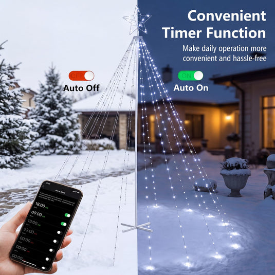 Goplus 10 FT Outdoor Christmas Lights | Tall Waterproof Xmas String Lights w/ Star Toppe Remote and Timer
