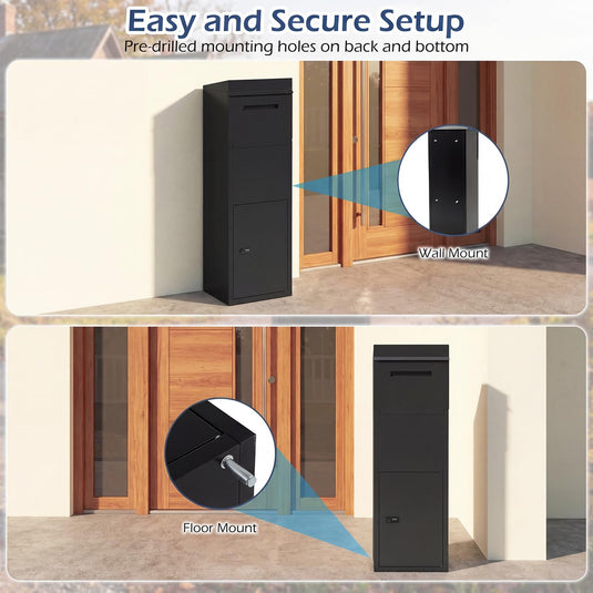 Goplus Galvanized Steel Parcel Drop Boxes with Lock