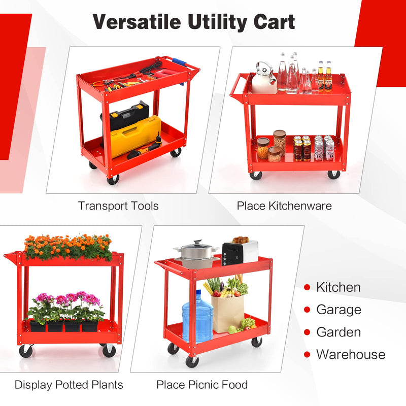 Load image into Gallery viewer, Goplus 2-Tier Utility Cart, Heavy Duty Commercial Service Tool Cart
