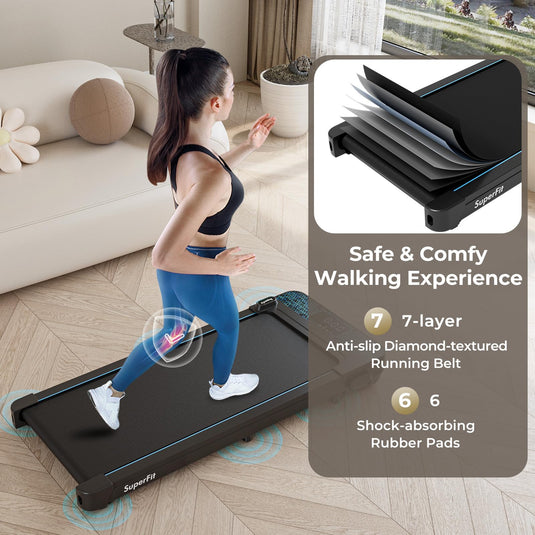 Goplus Walking Pad, 300 LBS Capacity Under Desk Treadmill with Remote & APP Control and LED Display, Portable Treadmills for Home Small, Office