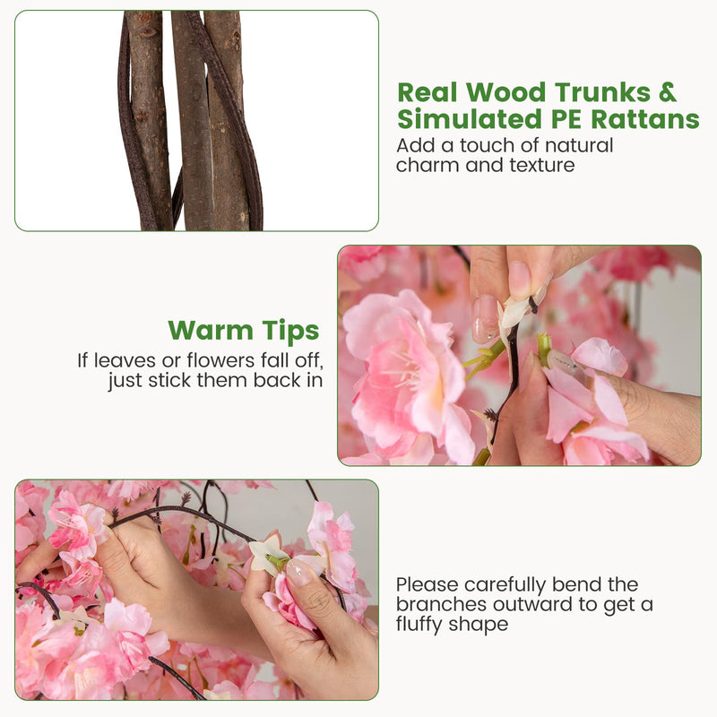 Load image into Gallery viewer, Goplus 5.5FT Artificial Cherry Blossom Tree Faux Floral Plant Blooming Tree in Nursery Pot
