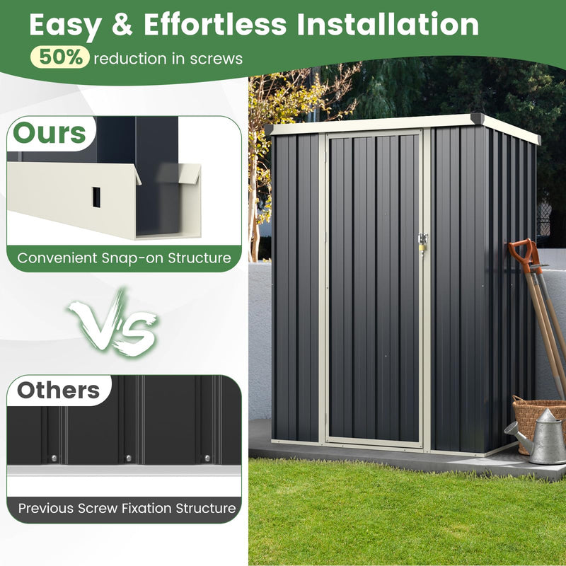 Load image into Gallery viewer, Goplus 4 x 3 FT Metal Outdoor Storage Shed, Snap-on Structures for Efficient Assembly, All-Weather Color Steel Utility Storage House
