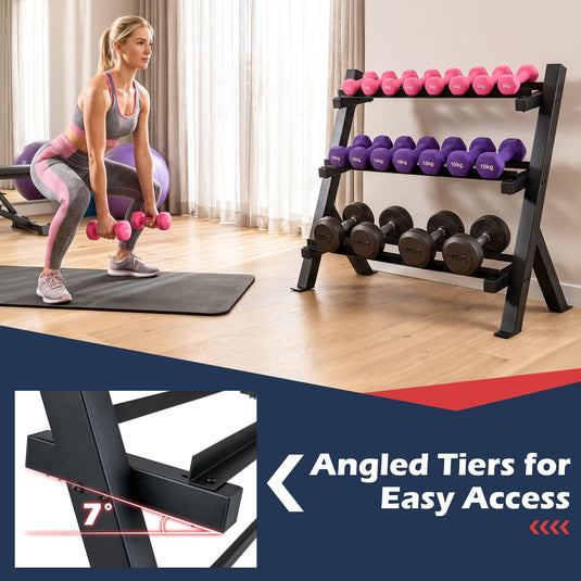 Goplus 3-Tier Adjustable Dumbbell Rack Stand Only for Home Gym Garage