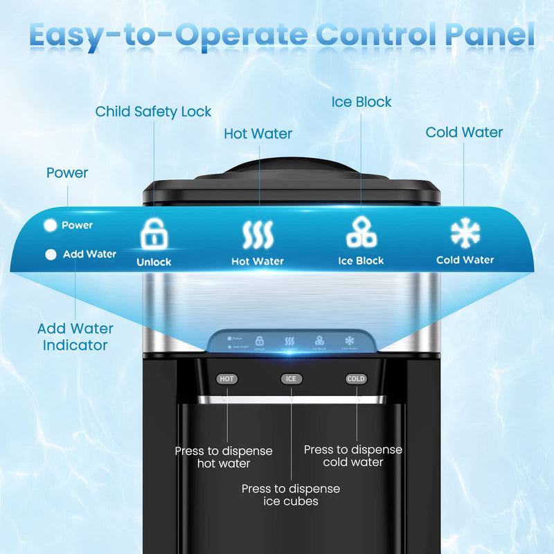 Load image into Gallery viewer, Countertop Water Cooler Dispenser with Ice Maker, 3 in 1 Top-Loading Hot &amp; Cold Water Dispenser 5 Gallon
