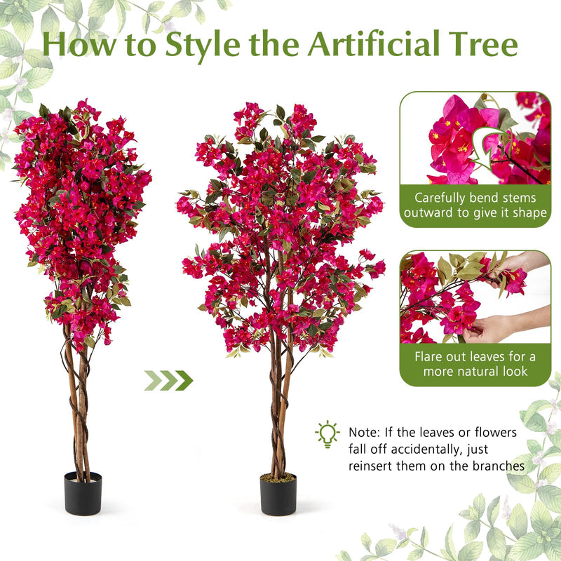 Load image into Gallery viewer, Goplus 6 FT Bougainvillea Artificial Tree Artificial Plants for Indoor Decor
