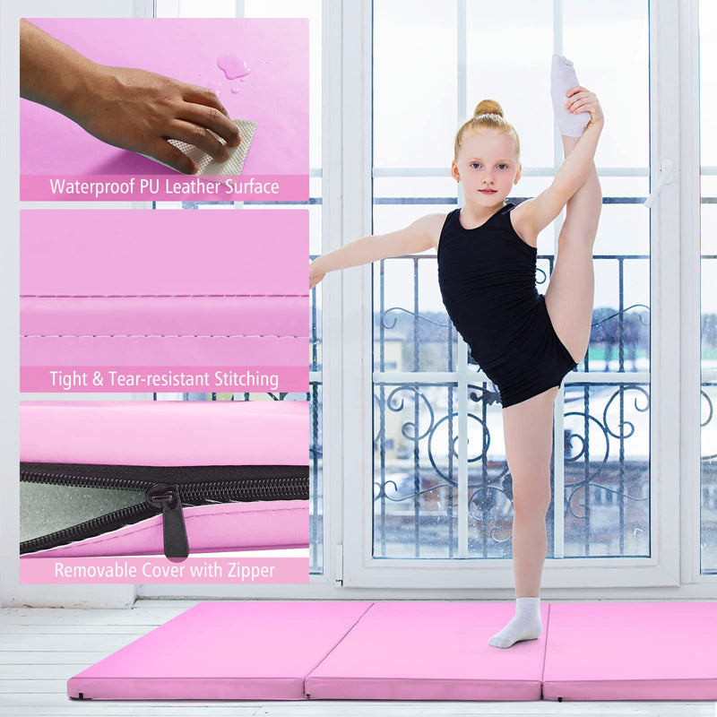 Load image into Gallery viewer, Goplus 8&#39; x 4&#39; Folding Gymnastics Mat, 2&quot; Thick 4 Fold Exercise Tumbling Mat with Carrying Handles for Home Gym Fitness
