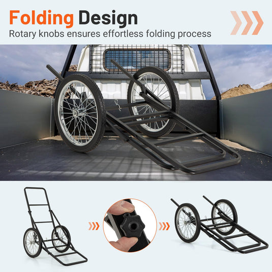 Goplus Folding Deer Cart with Polyester Liner, 550 LBS Heavy-Duty Hunting Game Hauler with 20" Rubber Wheels, Ergonomic Handle