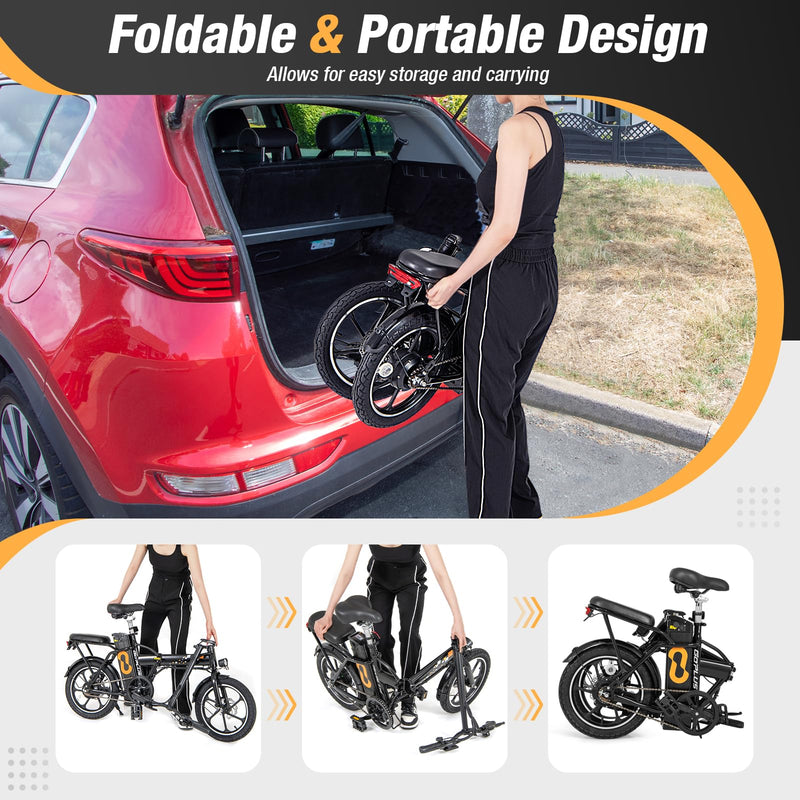 Load image into Gallery viewer, Goplus 16&quot; Folding Ebike wIth Basket City Commuter Bicycle
