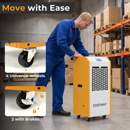 290 Pints Commercial Dehumidifier with Pump, Industrial Dehumidifier with Drain Hose, 24H Timer & Wheels for Basement